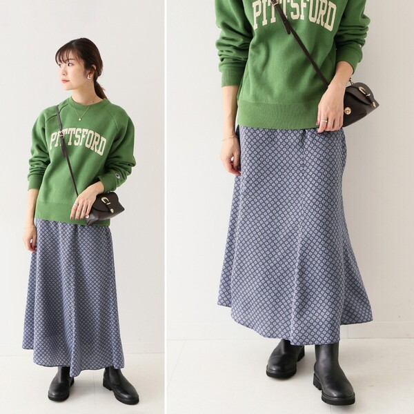 美品★SLOBE IENA Smallpattern スカート 定価11,000円 ネイビー 紺 スローブイエナ 小紋柄 ロングスカート オフィス 通勤 カジュアル 晩夏