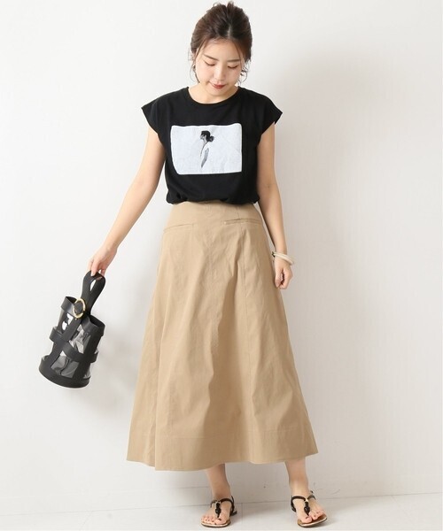 春夏物★美品★Spick & Span パネルフレアスカート 定価15,400円 ベージュ スピック&スパン オフィス 通勤 カジュアル