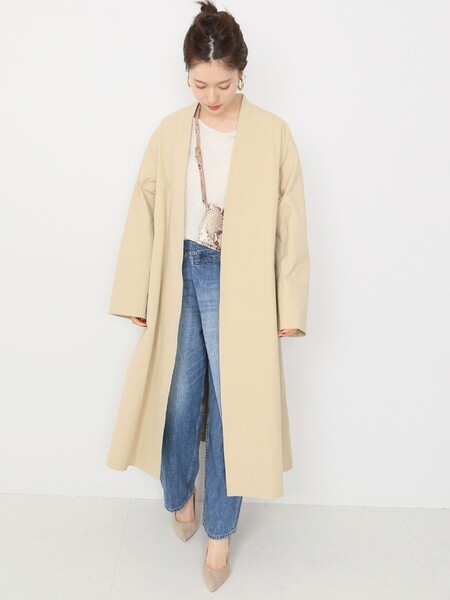 春夏物★美品★plage フレアコート 定価38,500円 ベージュ プラージュ オフィス 通勤 スプリングコート カジュアル