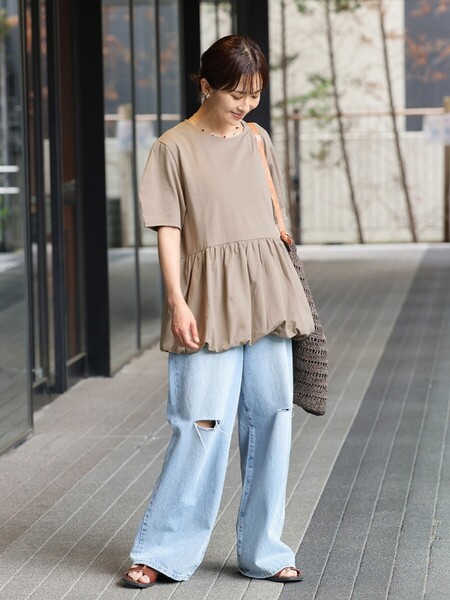 2024SS★美品★JOURNAL STANDARD relume バルーンチュニックプルオーバー 定価6,600円 ベージュ オフィス 通勤 ジャーナル レリューム 夏物