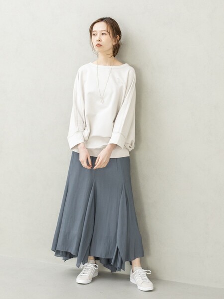 春夏物★美品★IENA ジョーゼットランダムフレアスカート 定価18,700円 ブルー イエナ ロングスカート カジュアル ベイクルーズ
