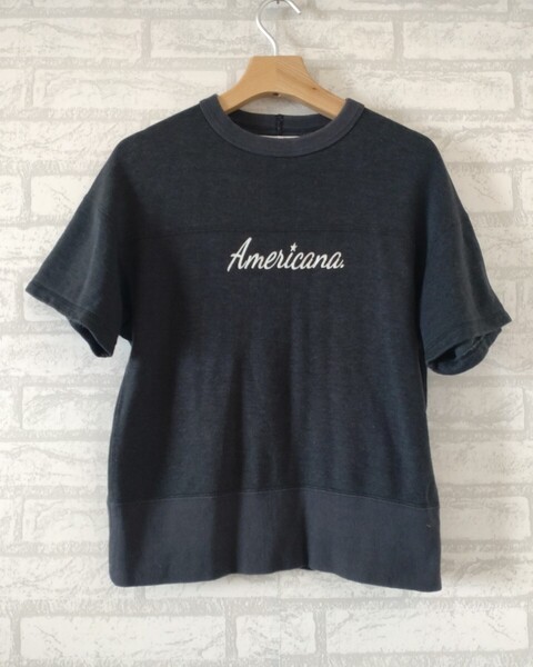 春夏物★美品★Americana 裏毛半袖スウェット アメリカーナ 春 夏 トレーナー スエット カジュアル ロゴT Tシャツ
