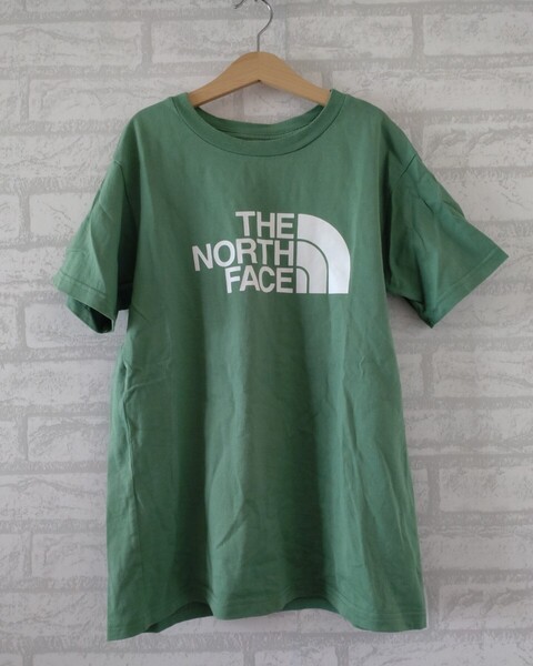 美品★THE NORTH FACE KIDS ロゴTシャツ 150㎝ グリーン ザノースフェイス ロゴT 半袖 こども服 男女兼用 140 春 夏 アウトドア キャンプ