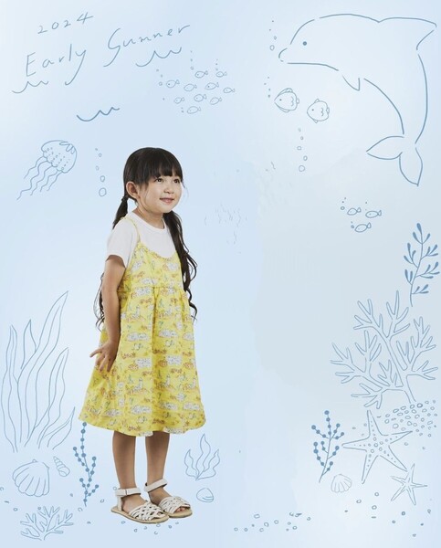 2024SS★新品タグ付★la poche biscuit 重ね着風ワンピース 100㎝ 定価5,830円 イエロー KIDS 子ども 女の子 夏 ラポシェビスキュイ 90