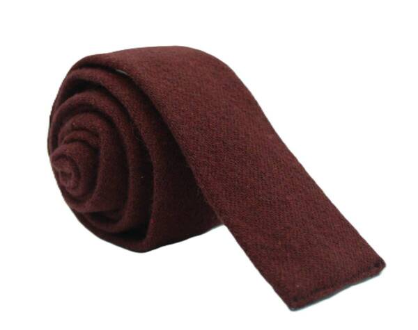 【新品】送料無料 Helios SOLID WOOL TIE WINE RED・日本製・ネクタイ・ナロータイ・メンズ・ビジネス・フォーマル・カジュアル・スクエア