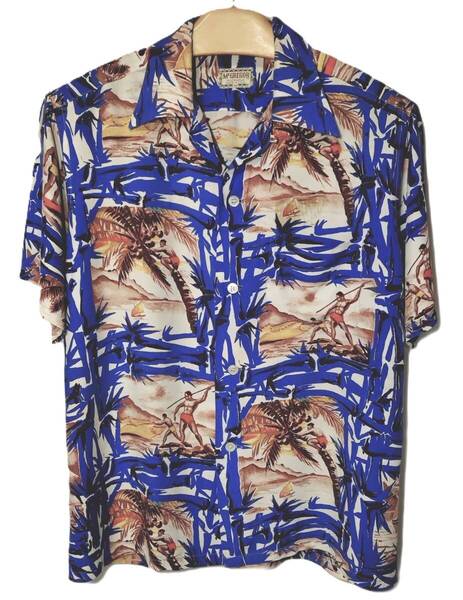 【VINTAGE】50’s McGREGOR RAYON S/S BAMBOO FRAME HAWAIIAN SHIRT ALOHA マクレガー レーヨン ハワイアン アロハ シャツ・ON BOOK