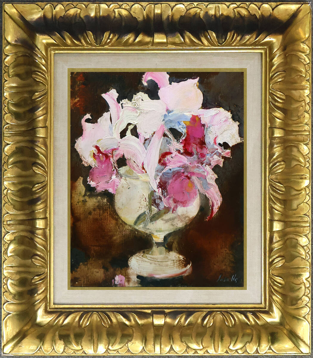【真作】絵画 油彩6号 カトレア 花の静物画 洋画 W156 Yahoo!オークション -「カトレア」(絵画) (美術品)の落札相場