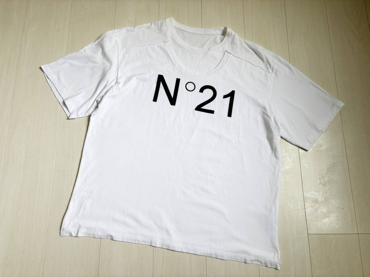N°21 ヌメロベントゥーノ Tシャツ 再構築 デカロゴ プリント M 白 ホワ