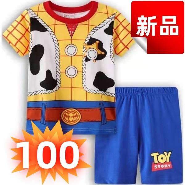 ★新品★トイストーリー ウッディ コスプレ 半袖パジャマ 上下セット 子供 キッズ コスチューム 部屋着 ルームウェア 寝巻き コットン 100