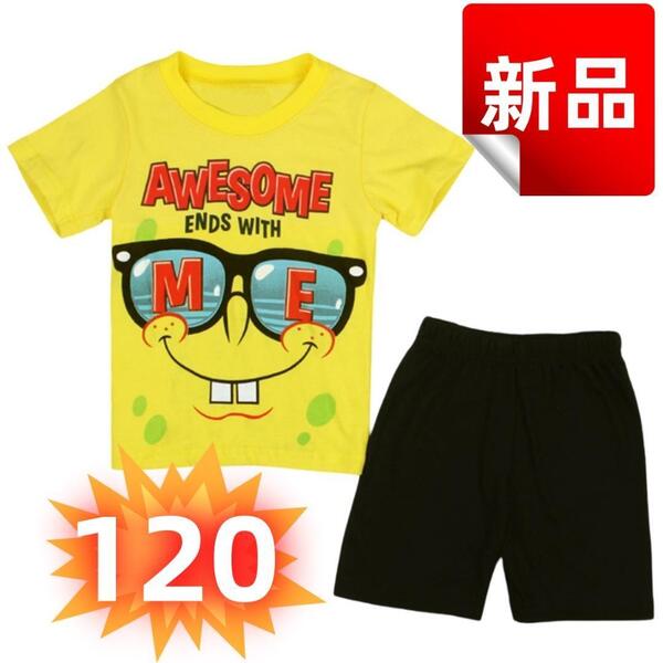 ★新品★スポンジボブ パジャマ 上下セット キッズ 半袖 ショートパンツ 120cm