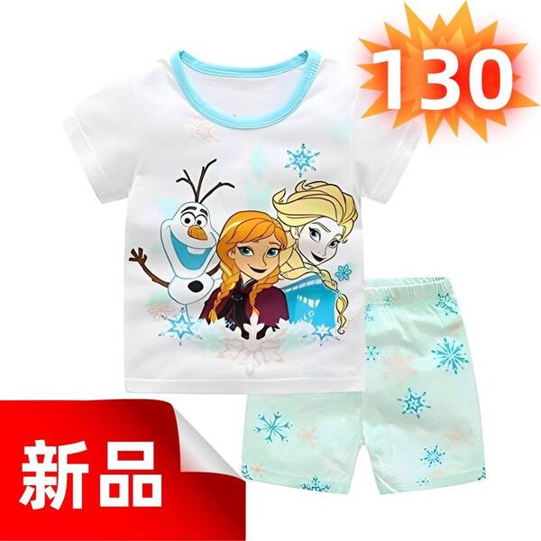 ★新品★アナと雪の女王 パジャマ 上下セット 子供服 半袖Tシャツ&ショートパンツ オラフ エルサ アナ 女の子 春夏秋用 130cm