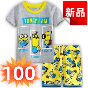 ★新品★ミニオンズ パジャマ 上下セット 半袖Tシャツ 短パン 男の子 女の子 キッズ 子供服 100cm ルームウェア 部屋着 可愛い コットン100