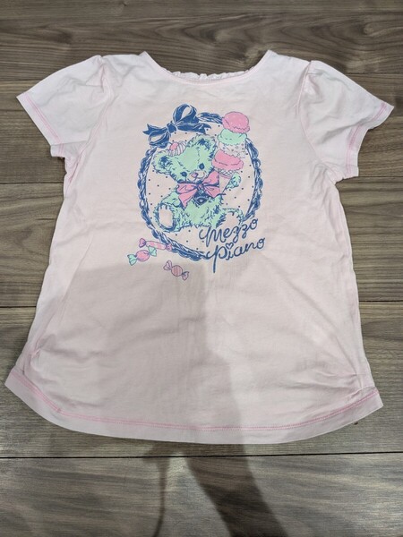 メゾピアノ 半袖Tシャツ アイスくま ピンク ラメ 140