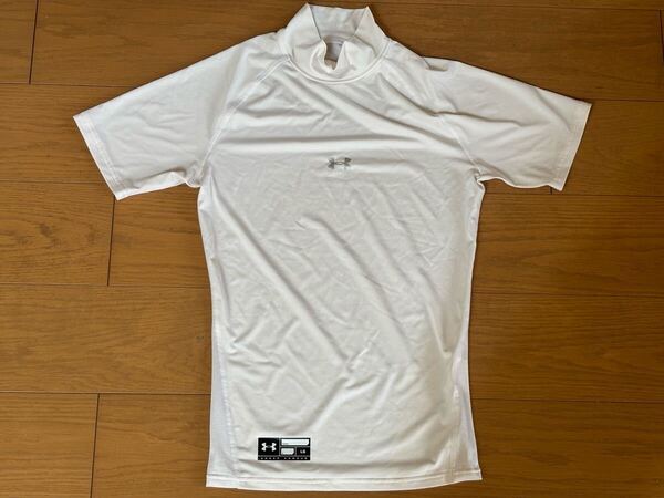 UNDER ARMOUR メンズ ヒートギア アーマーコンプレッション半袖モック 美品 LGサイズ 定価3850円 アンダーアーマー アンダーシャツ 野球 白