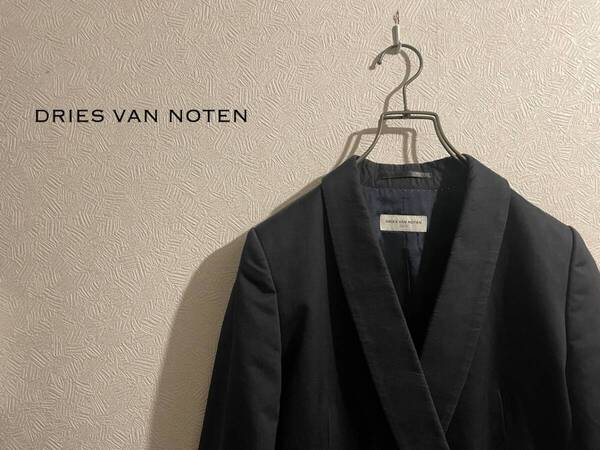 ◯ DRIES VAN NOTEN ショールカラー ダブル ジャケット / ドリス ヴァン ノッテン テーラード コットン ネイビー 紺 36 Ladies #Sirchive