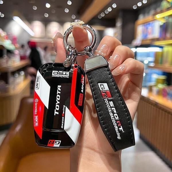 トヨタ車対応 スマートキーケース【ブラック】3ボタン GR風 GAZOO RACING ヤリス RAV4 プリウス カローラ ライズ シエンタ アクア ラリー