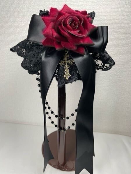 新品 ゴスロリ ヘッドドレス 暗黒風 ロリータ ハット 髪飾り ロリィタ 薔薇 レース 帽子 お嬢様 ゴシック ハロウィン パーティ イベント