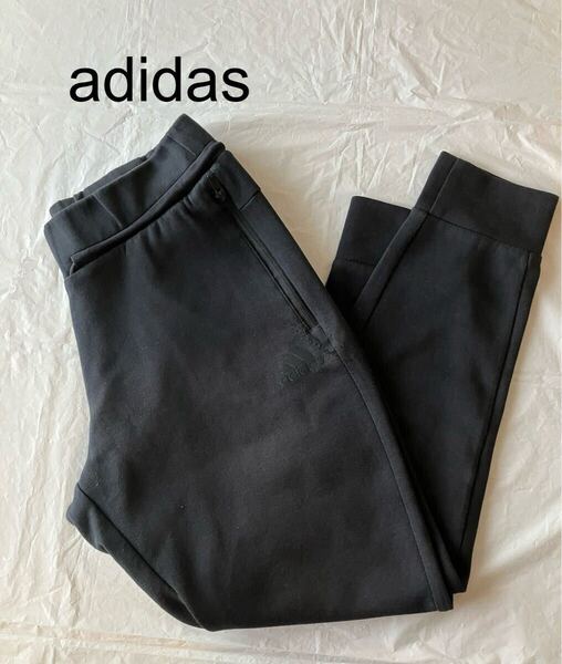 送料無料 adidas アディダス スウェット ジョガーパンツ ジッパーポケット ブラック レディース L ブランド
