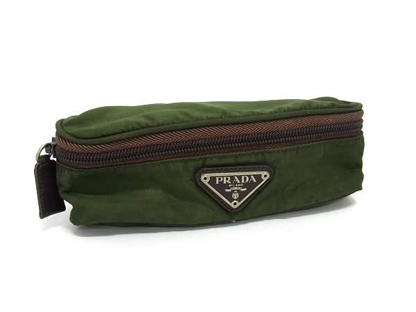【極美品】PRADA メイクポーチ 筒型 ペンケース イエロー 極美品】PRADA メイクポーチ 筒型 ペンケース イエロー