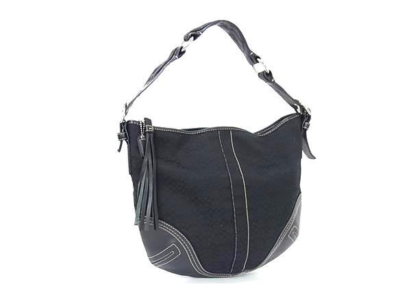 美品 COACH コーチ シグネチャー ワンショルダーバッグ ブラック