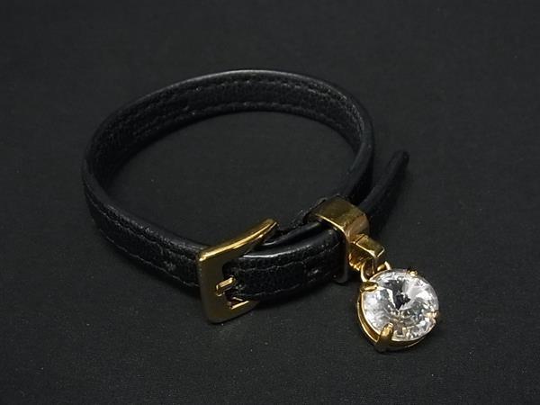 【極美品】miu miu ブラックレザー ビジュー ブレスレット アクセサリー Yahoo!オークション -「レザー ブレスレット」(ミュウミュウ