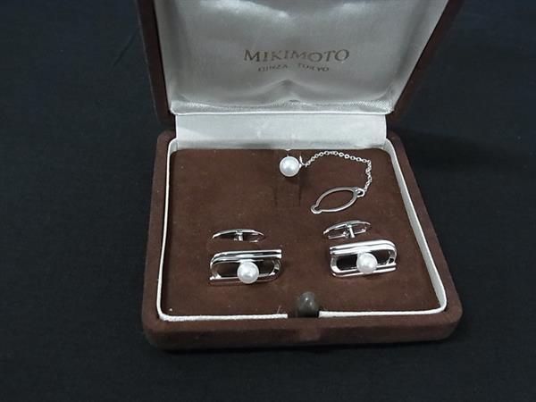 【未使用・箱付き】ミキモト MIKIMOTO パール カフス タイピン セット Yahoo!オークション -「カフスセット」(その他) (ミキモト)の