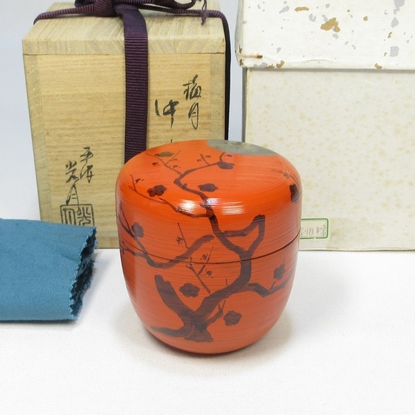 【A2039】茶道具 平安 光月 朱刷目 梅月 中棗 裏千家 淡々斎好 共箱 即決 送料無料