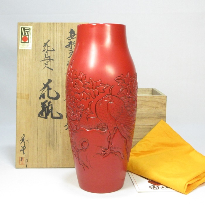 中国古玩 藍胎堆朱 瓢箪紋 花瓶 民国期 唐物 時代物（中国古玩