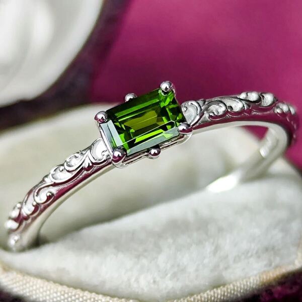 【ケニア産】天然クロムエンスタタイト 0.325ct リング プラチナ 新品未使用品 ソーティング付き