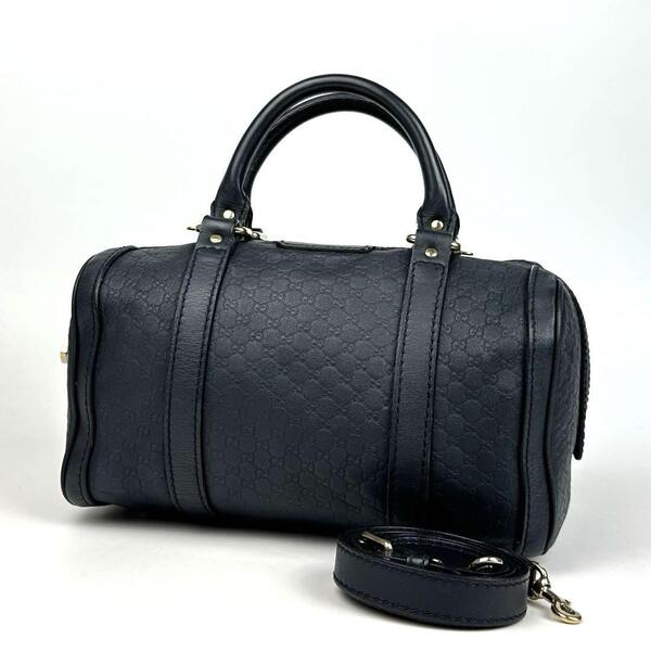 美品■GUCCI グッチ マイクロシマ ミニボストン 2way ショルダーバッグ ハンドバッグ GG シマレザー ゴールド金具 ジャガード 269876
