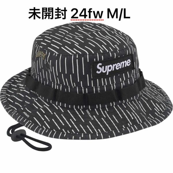24fw Supreme Military Boonie Black Raindrop M/L タグ ステッカー付 シュプリーム box logo ボックス ロゴ バケットハット 黒 ブラック