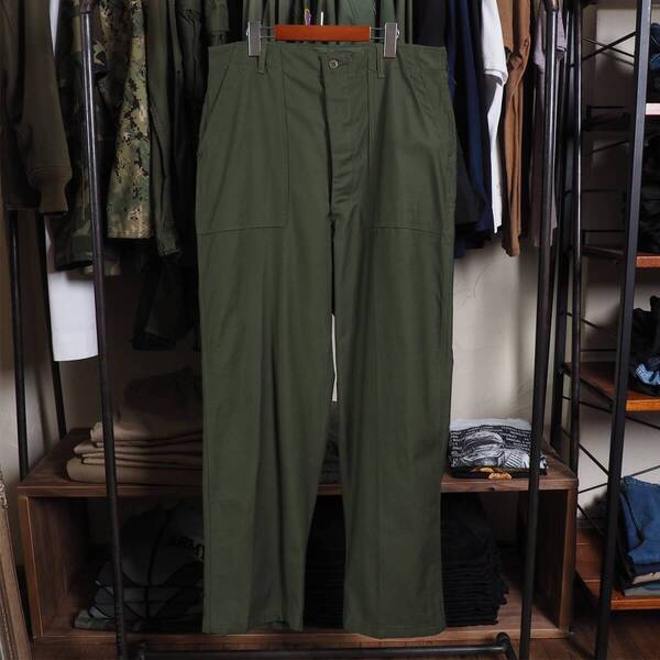 デッドストック 60s アメリカ軍 usarmy ベイカー パンツ ファティーグ ダブルステッチ コットン ビンテージ OG107 米軍 W38 L33