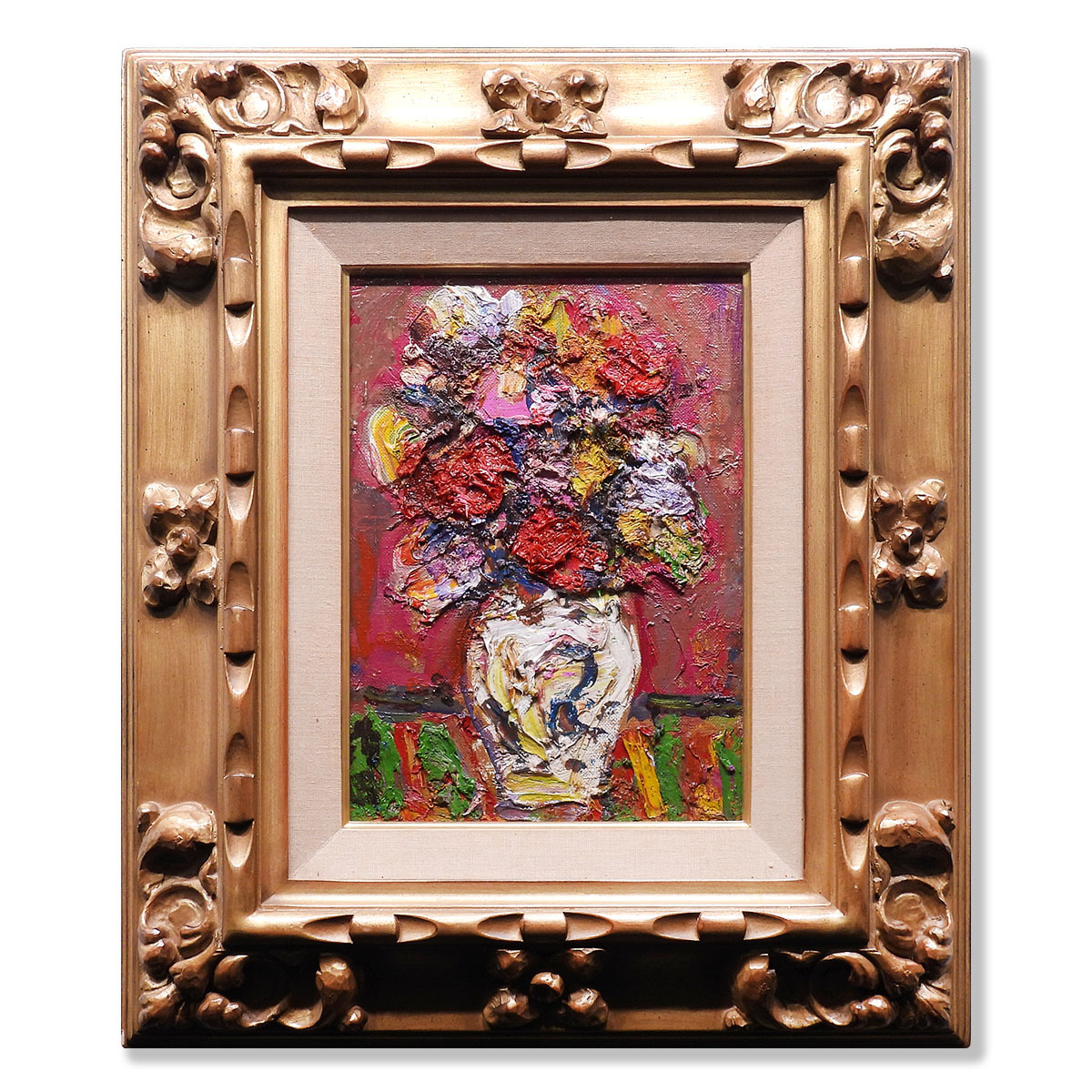 楽天市場】手描き 油絵 額入り油彩画 バラ1 F6サイズ 薔薇 赤い