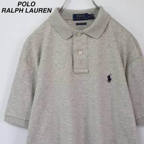 【大人気】ポロラルフローレン ポロシャツ 刺繍ロゴ M グレイ ソフトタッチ