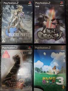 PS2ソフト4本セット まとめ売り 動作品 ヴァルキリープロファイル2 モンスターハンター2 無双OROCHI みんなのGOLF3