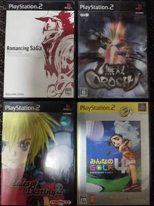 PS2ソフト4本セット まとめ売り 動作品 ロマンシングサガ ミンストレルソング テイルズオブデスティニー2 無双OROCHI みんなのGOLF4
