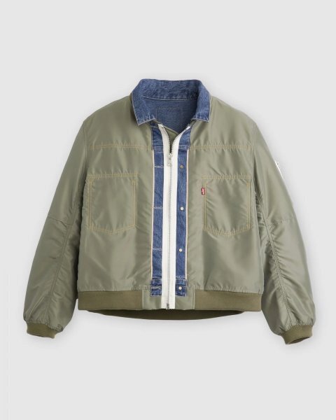 ■激レア!!■新品タグ付■Levi's x sacai Men's Denim x Nylon Twill Reversible Blouson■サイズ1■ブルー×カーキ■ロゴハンガー付