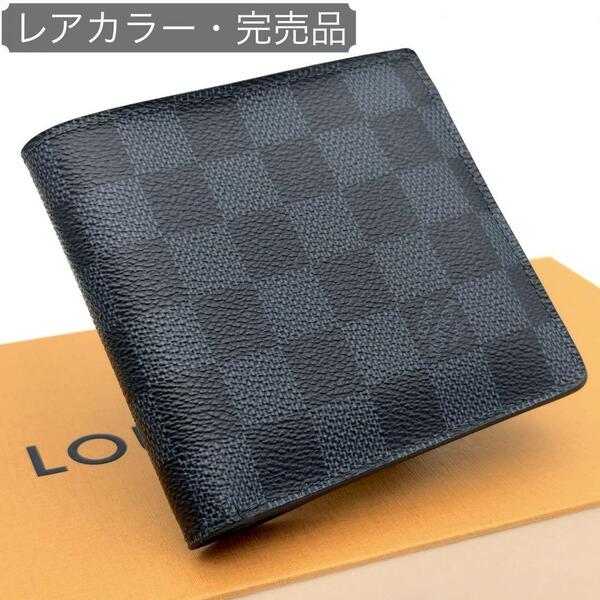 【超極美品】ルイヴィトン ダミエ コバルト ポルトフォイユ マルコ 二つ折り財布 メンズ N63213