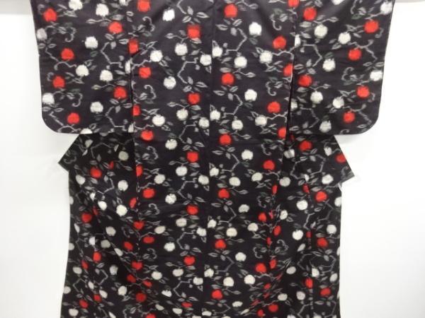 新久留米絣反物　生地　布　リメイク　未使用　アンティーク　ビンテージ 古布リメイク 久留米絣と型染のギャザーワンピース 型染 久留米