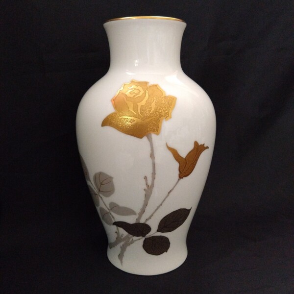大倉陶園 金蝕バラ 花生 花器 28cm OKURA