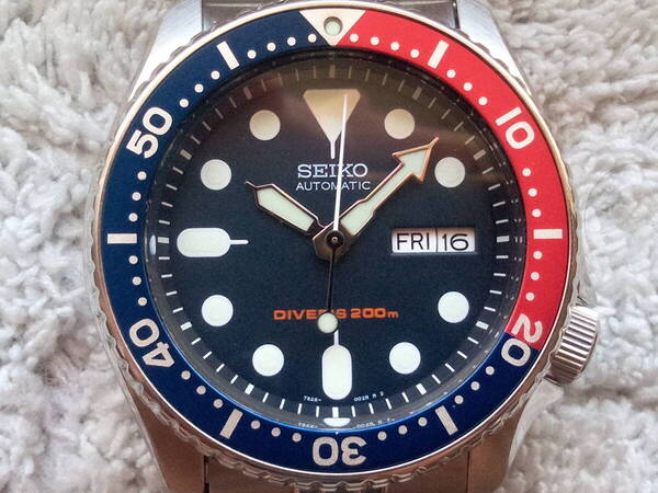 超美品 セイコー SEIKO ネイビーボーイ 自動巻き200mダイバー SKX009K1 純正ブレス メンズ腕時計