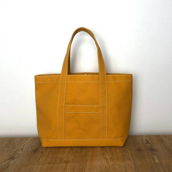 8号帆布トートバッグ|M|マスタード|ヒューズ|キャンバスハンドメイド|L.L.Bean/HERMES/一澤信三郎帆布/テンベア/ヴィンテージ古着_1