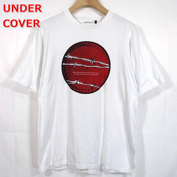 【良品】アンダーカバー 針金プリントTシャツ UNDERCOVER サイズ4(XL相当) 白赤黒