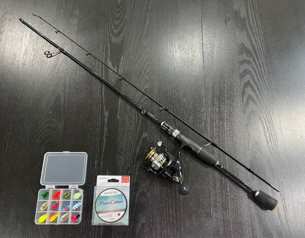 ◆送料無料&ダブルオマケ付き◆2ピースロッド168cm(UL)&1000番スピニングリール・トラウトスプーンセット&フロロライン100mダブルオマケ付
