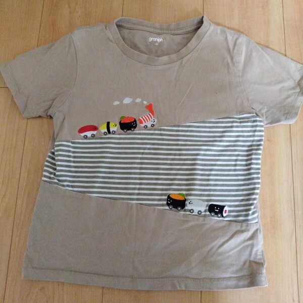 graniph グラニフ 130サイズ 中古 スシトレイン お寿司 半袖Tシャツ 夏物 中古 こども