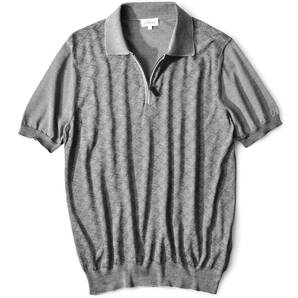 16万【BRIONI ブリオーニ 新品】贅と機能を極めた,とろサラ!!シルクニット◇さり気にリッチなbロゴモノグラム柄◇洗練意匠ジップポロシャツ