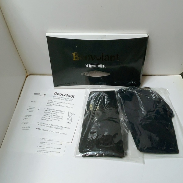 送料無料 即決 未使用 黒2足組 M★サミットインターナショナル ボンボラン グラデュエイテッドコンプレッション ハイソックス Mサイズ