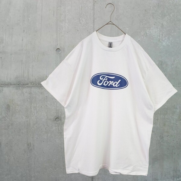 【XL】Ford企業ロゴ白Tシャツヴィンテージ古着グッドロックスピード好きに