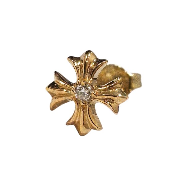 《再出品》 クロムハーツ / CHROME HEARTS CHプラス スタッドピアス 22K with 1Pパヴェダイヤモンド