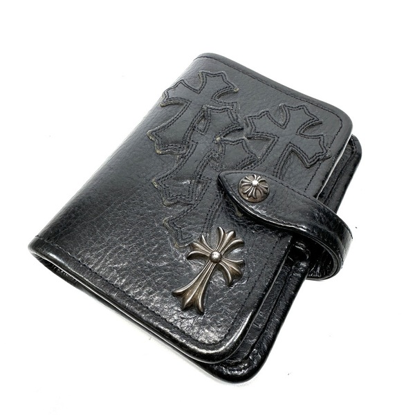 超希少◇Chrome Hearts クロムハーツ アジェンダ 手帳カバー クロスパッチ スモールCHクロス ブラック レザー ユニセックス